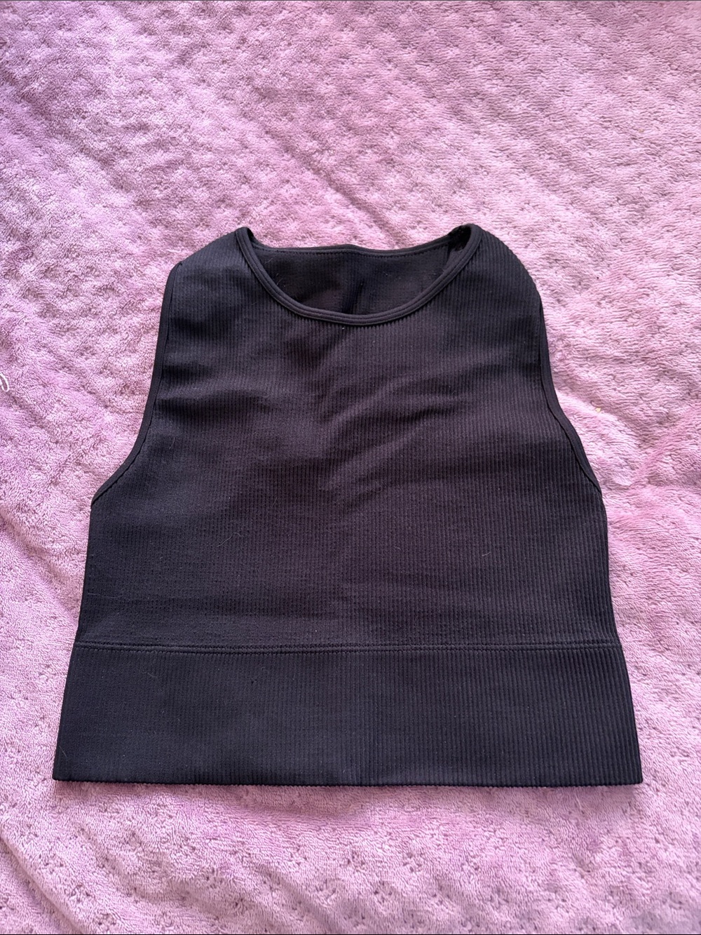 Gilly Hicks Black Ribbed Crewneck Crop Tank
